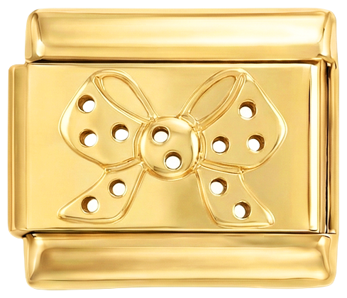 Bow with White Dots on Gold