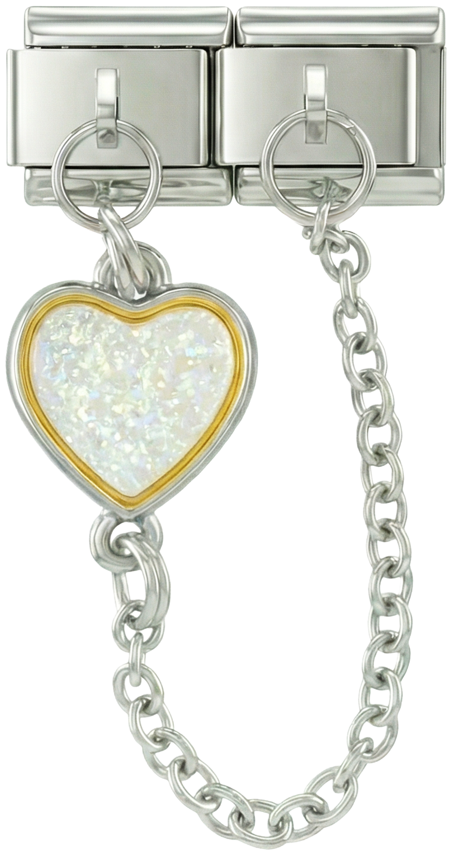 Monivärinen sydän, kaksoislinkitetyt Charms, hopealla