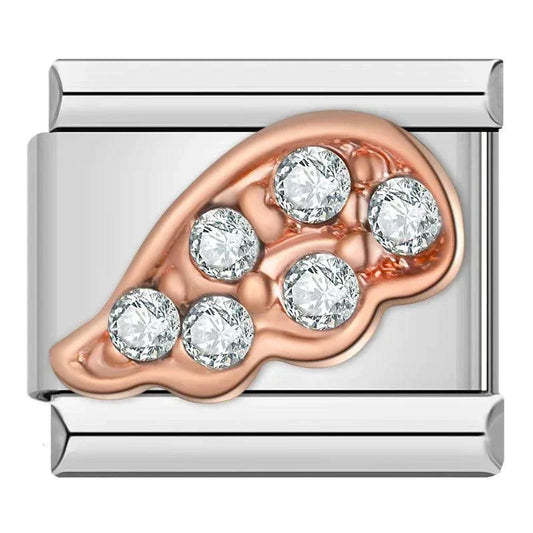 Angel Wing, in Rose Gold with White Stones - Charms Official