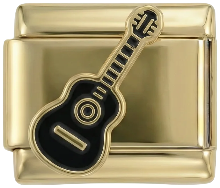 Black Acoustic Guitar on Gold - black-acoustic-guitar-on-silver.png