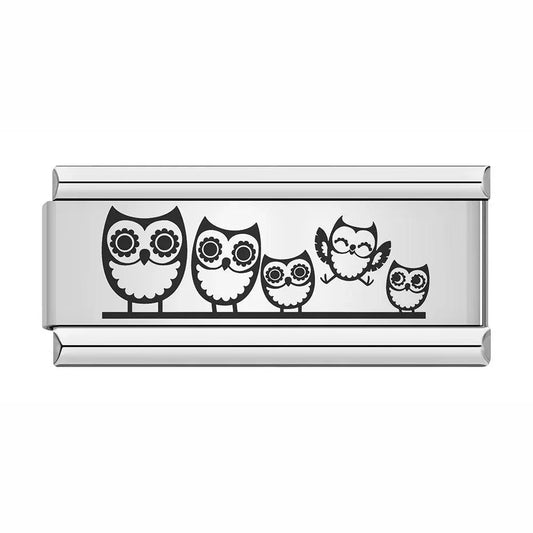 Family of Owls, on Silver - Charms Official