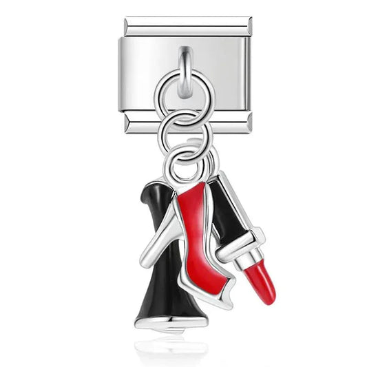 Heel and Lipstick, on Silver - Charms Official