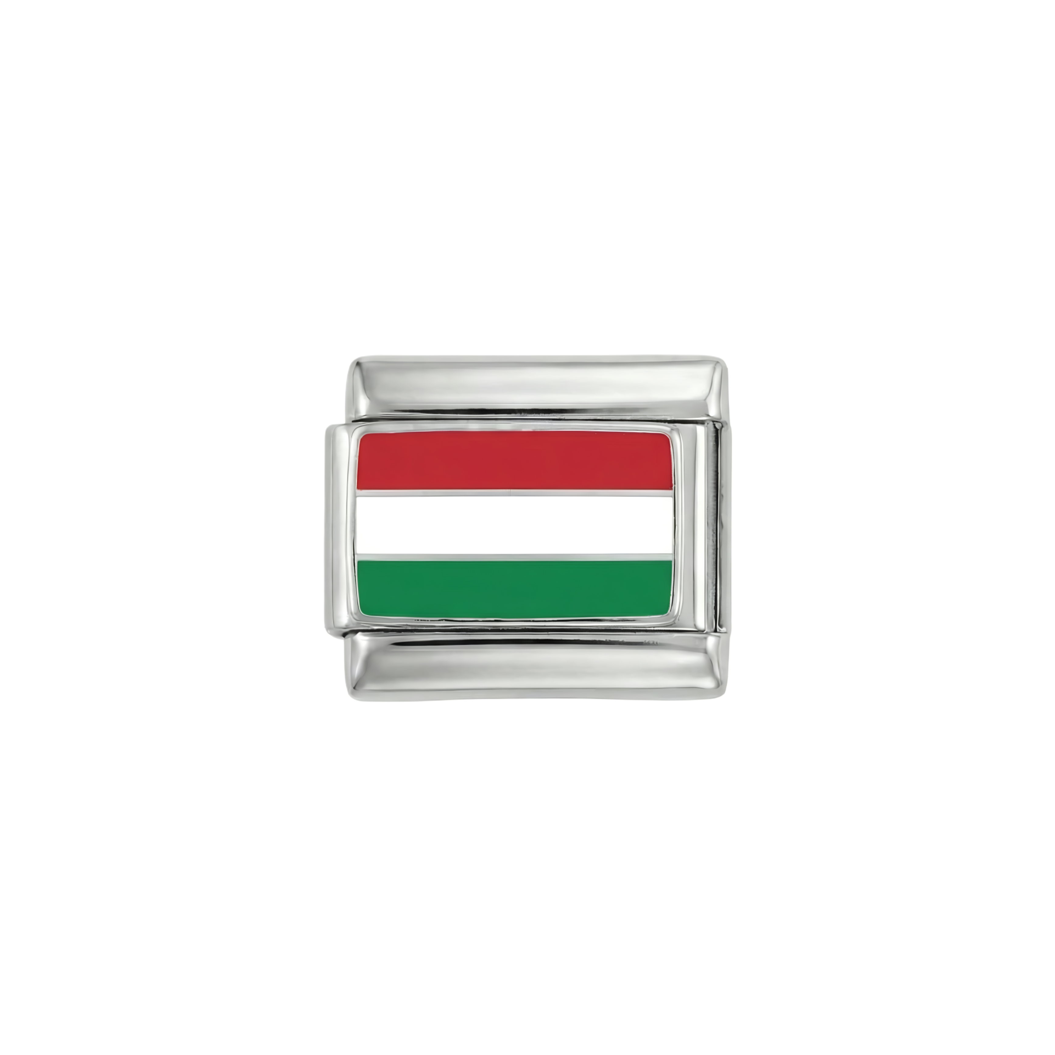 Hungary Flag, on Silver