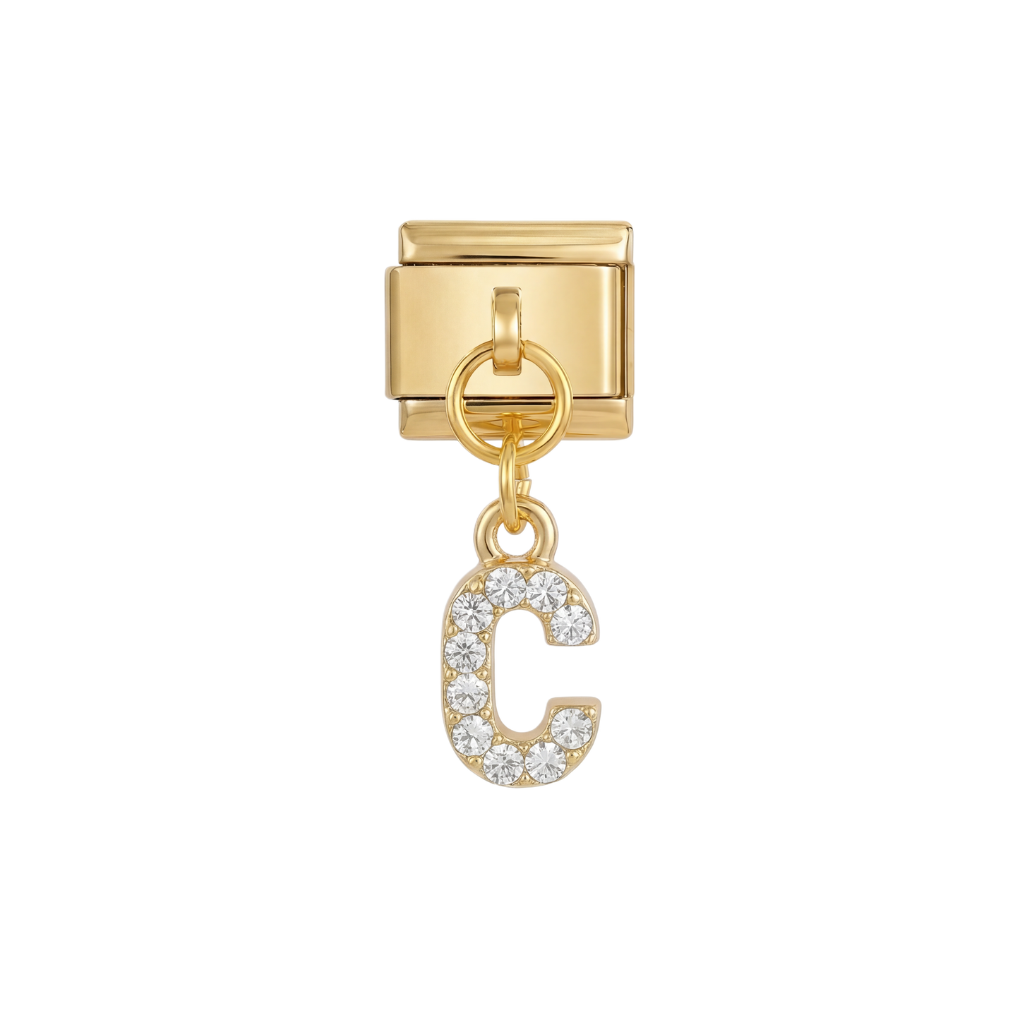 Letter C with stones, Hanging, on Gold
