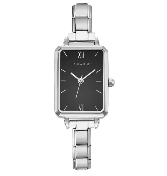 Como – Hopeinen mustalla kellotaululla