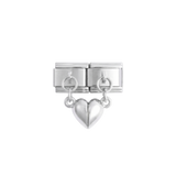 قلب كامل على Double Charms معلق على فضي