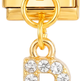 Letter R with stones, Hanging, on Gold - Letter-R-with-stones-hanging-on-gold.png