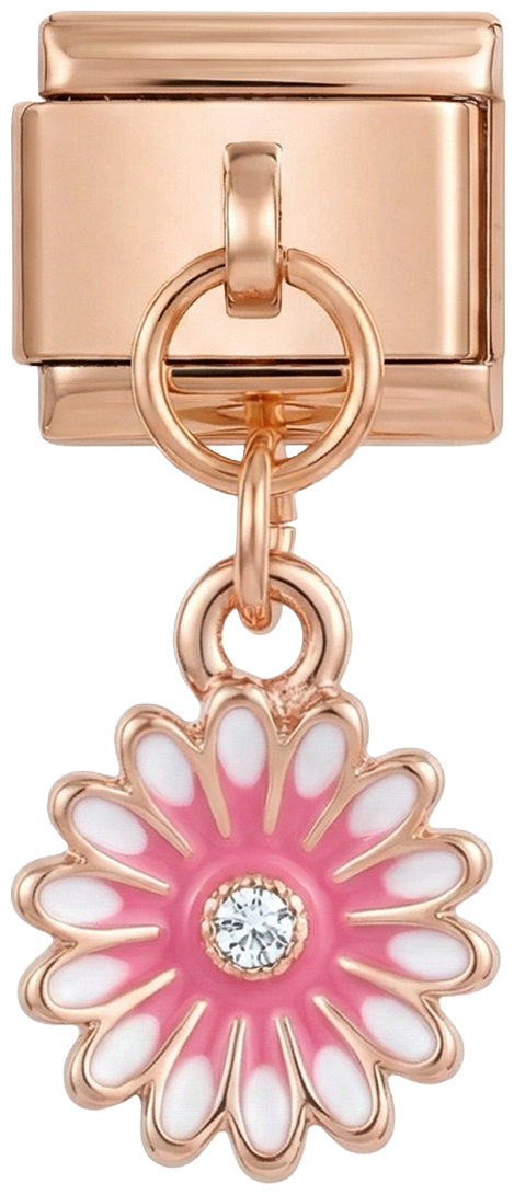 Pink Daisy with Stone, on Rose Gold - Pink-Daisy-with-Stone-on-Rose-Gold.png