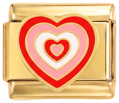 Red and Pink Hearts on Gold