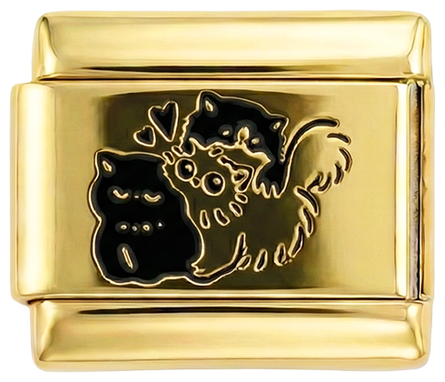 3 Hugging Cats on Gold