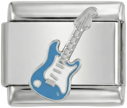 Blue Electric Guitar on Silver - blue-electric-guitar-on-silver.png