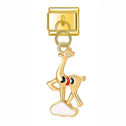 Gold Christmas Reindeer on a Cloud - Charms Official