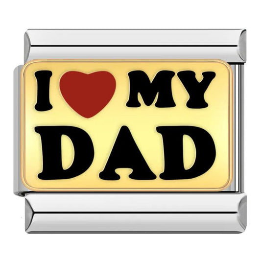 Gold Plate, I Love my Dad, on Silver - Charms Official