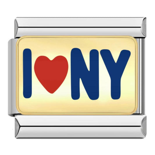 I Love NY, Plaque Or, on Silver - Charms Official