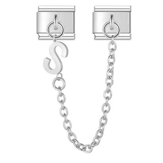 Letter S, Double Linked Charms, on Silver - Charms Official