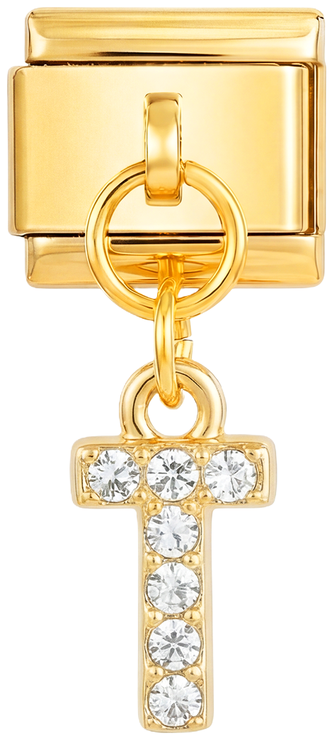 Lisätään - T-kirjainriipus kivillä, kulta