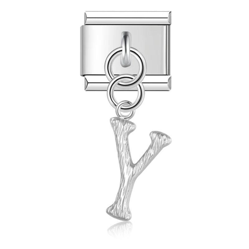 Letter Y, Hanging, on Silver - Charms Official