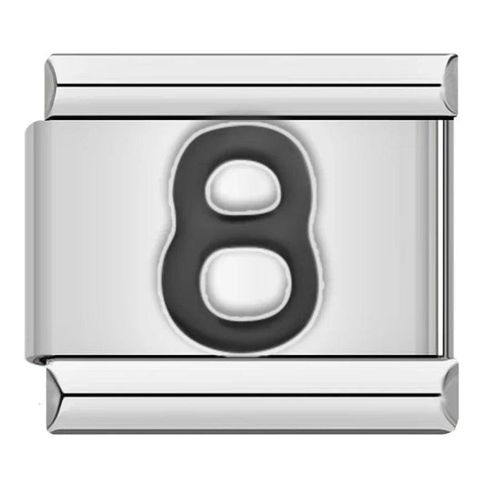 Number 8, on Silver - Charms Official