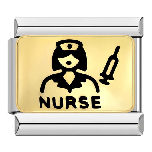 Nurse, Gold Plate, on Silver - Charms Official